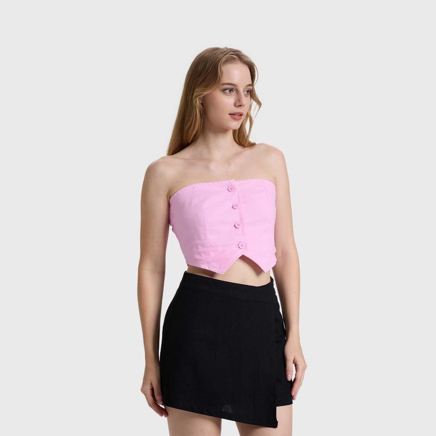 Blazer Mujer Strapless Rosado Fashions Park-1