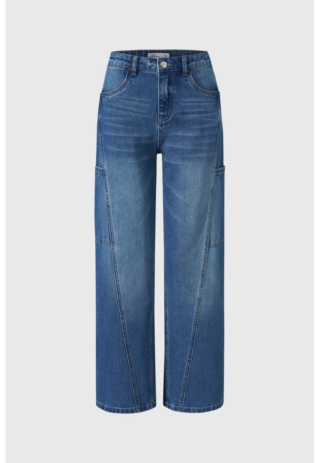 Jeans Niña Moda Wide Leg Azul-0