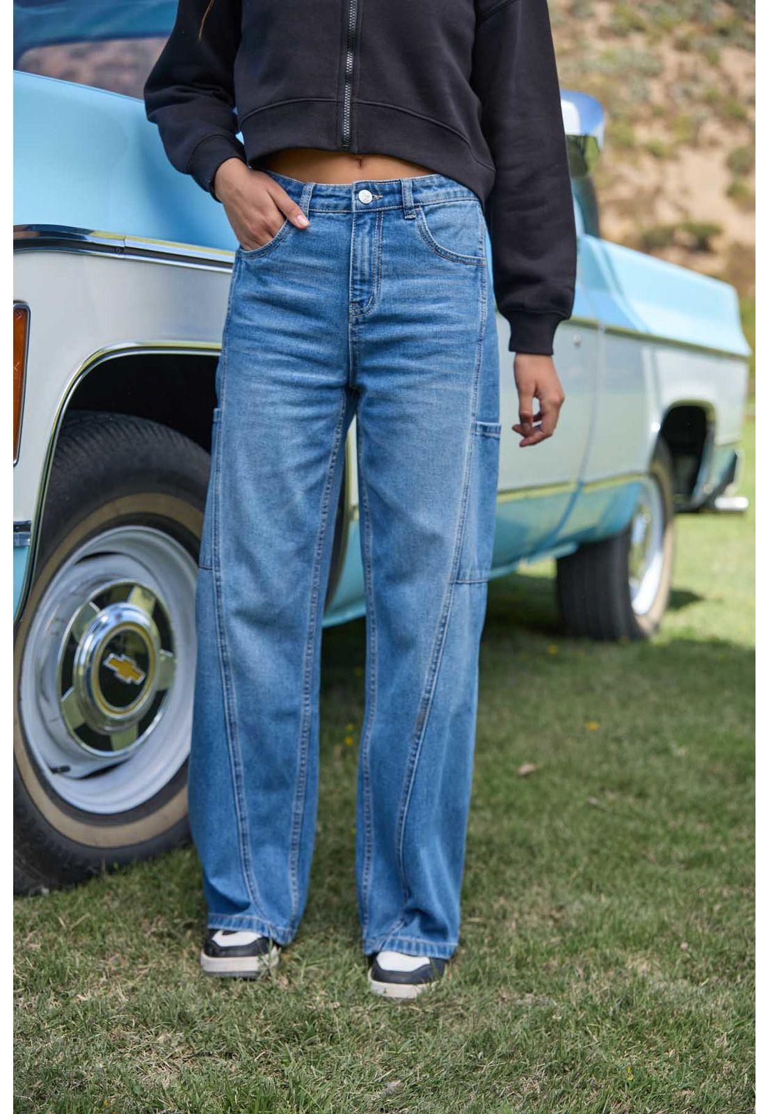 Jeans Niña Moda Wide Leg Azul-1