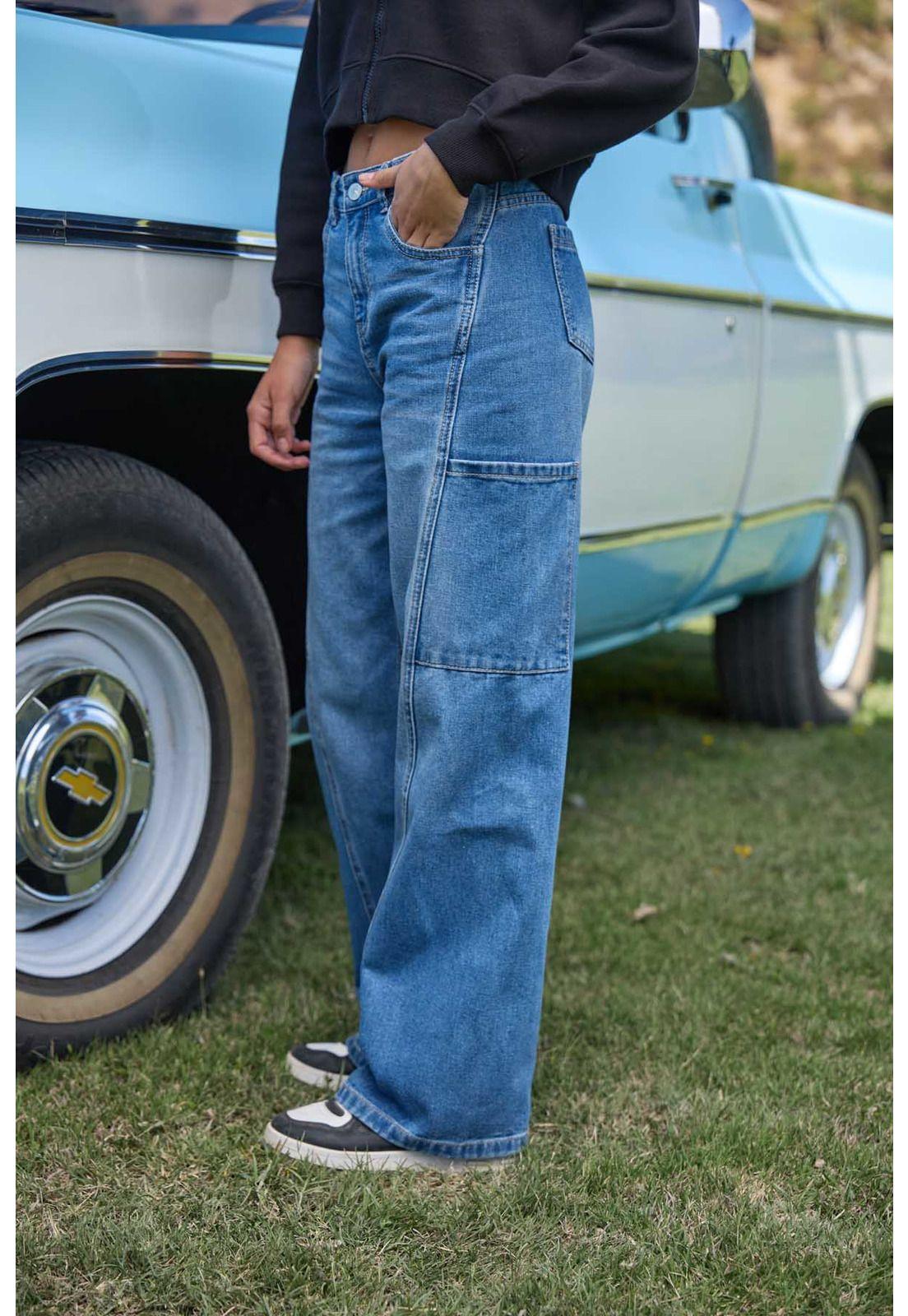 Jeans Niña Moda Wide Leg Azul-2