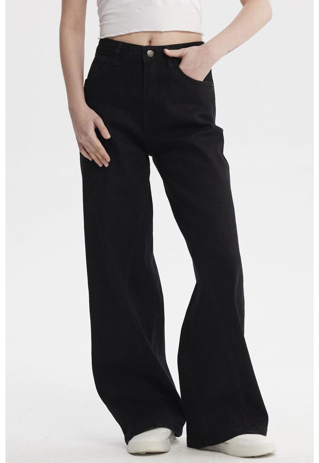 Jeans Mujer Wide Leg Negro - lll-0