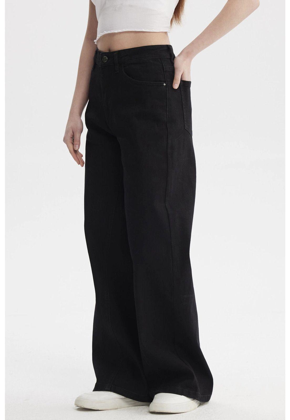 Jeans Mujer Wide Leg Negro - lll-1