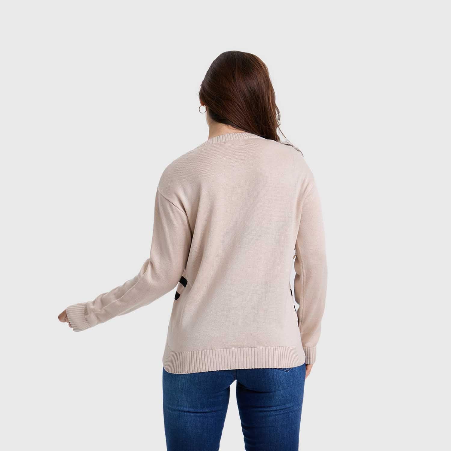 Sweater Mujer Abierto Beige-2