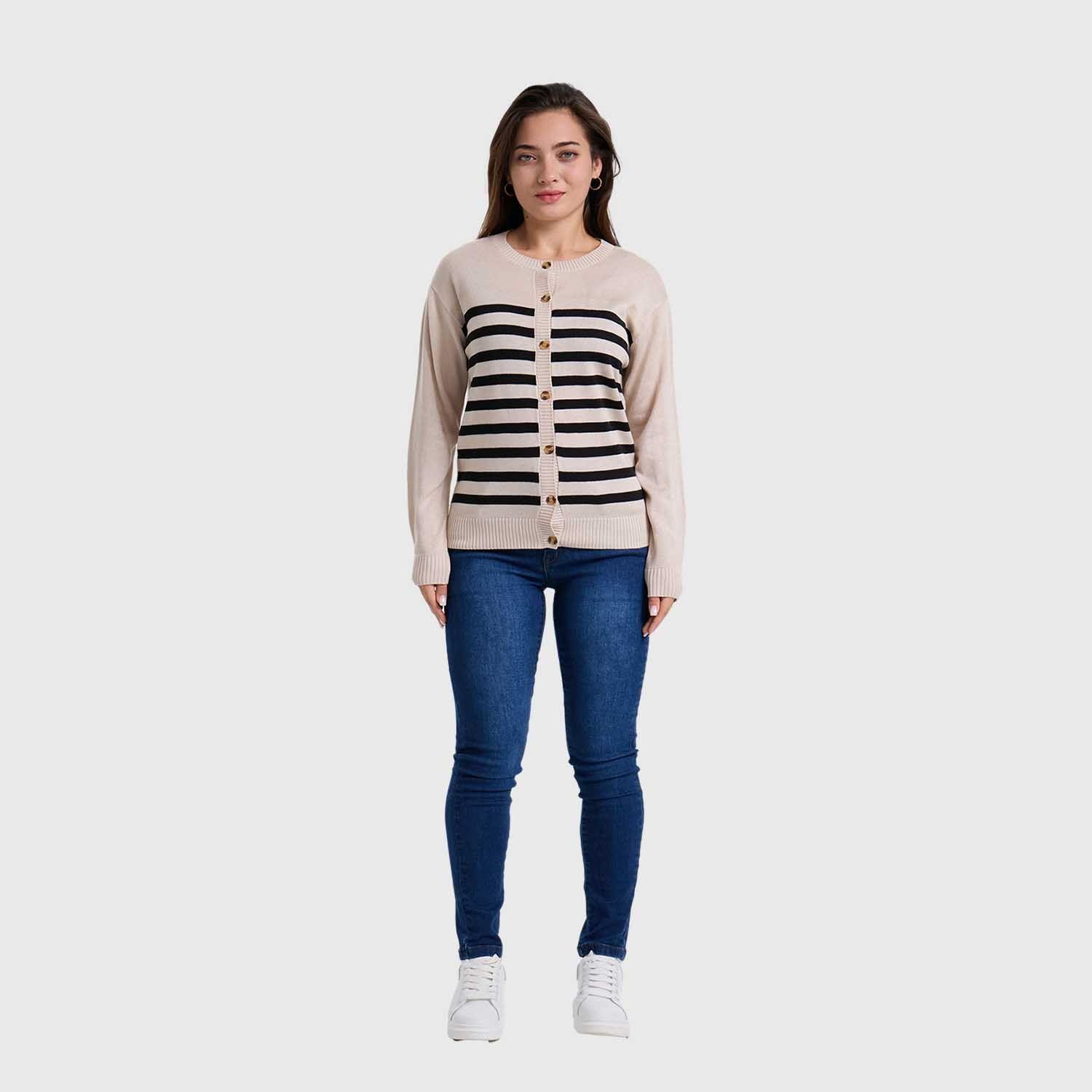 Sweater Mujer Abierto Beige-3