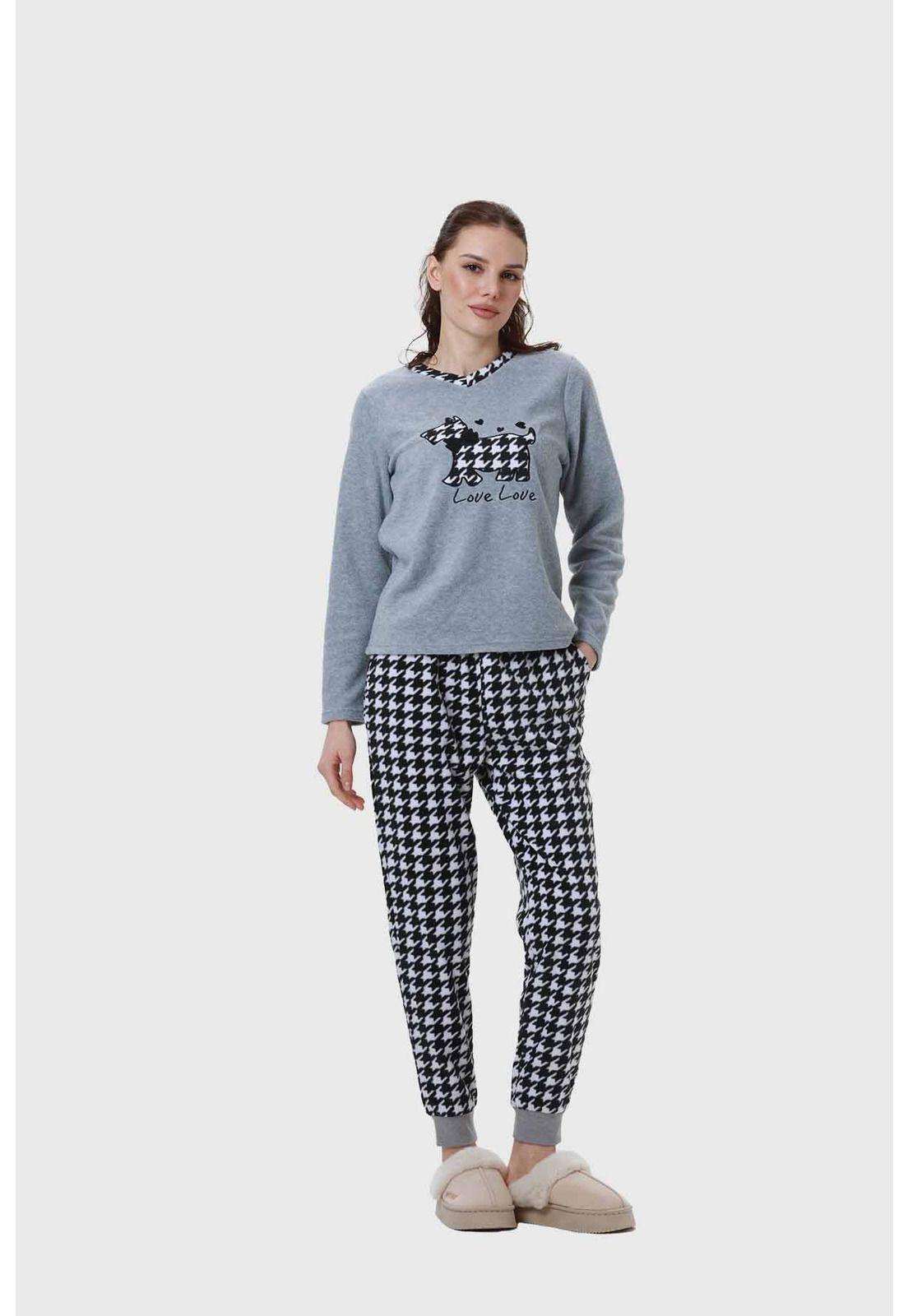 Pijama Mujer Estampado Gris-0