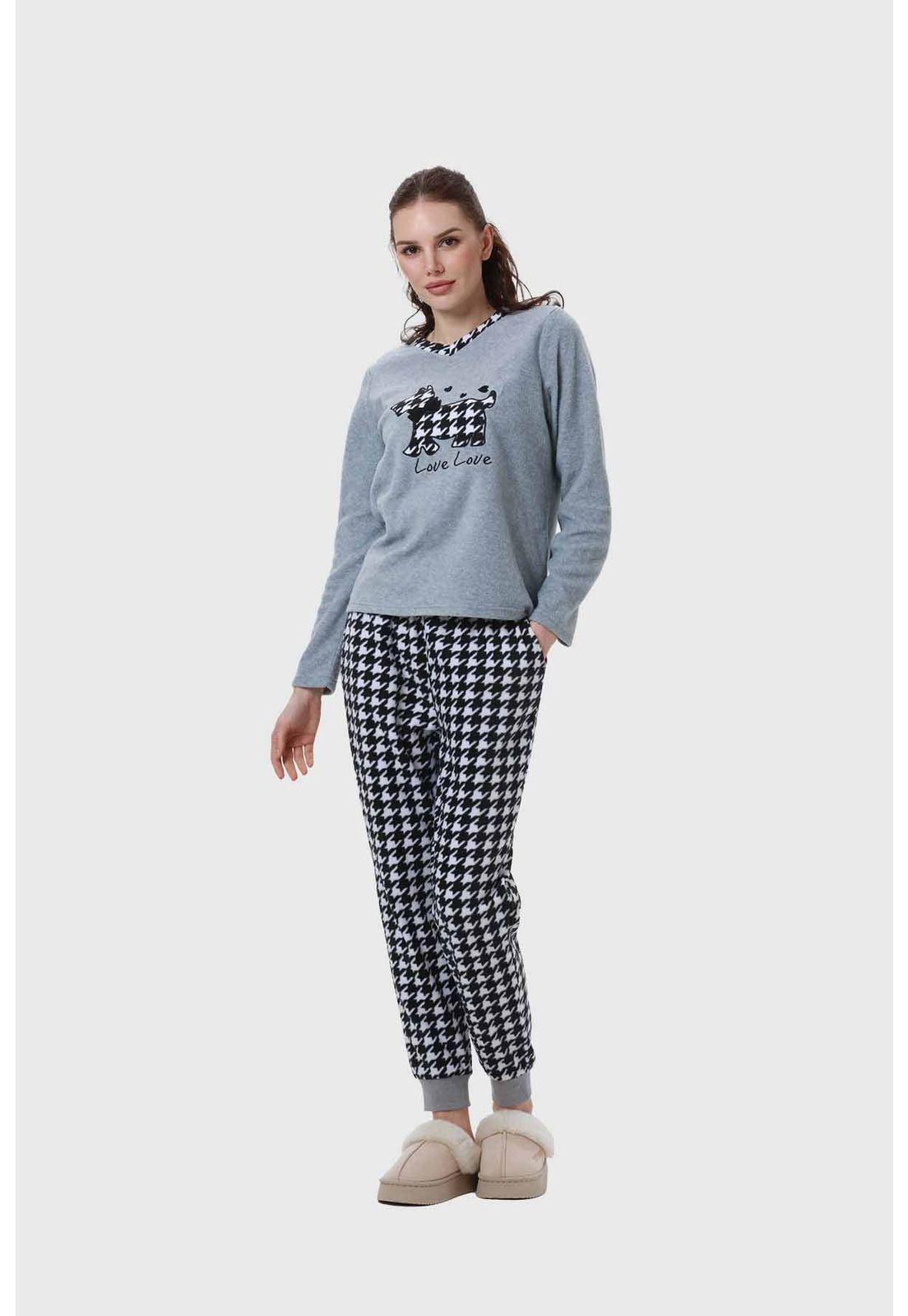 Pijama Mujer Estampado Gris-3