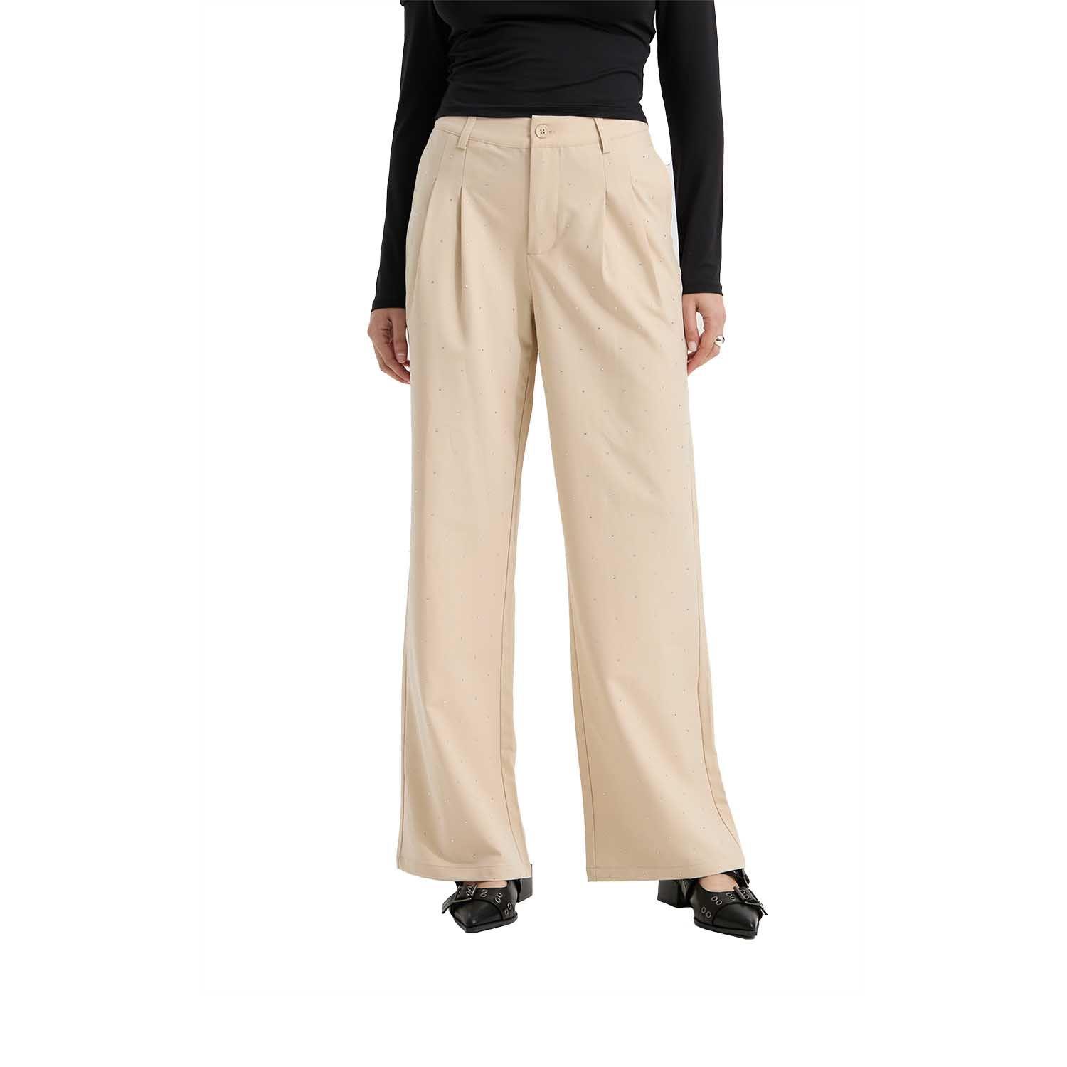 Pantalón Mujer Con Bolsillos Beige Claro Fashion's Park-0
