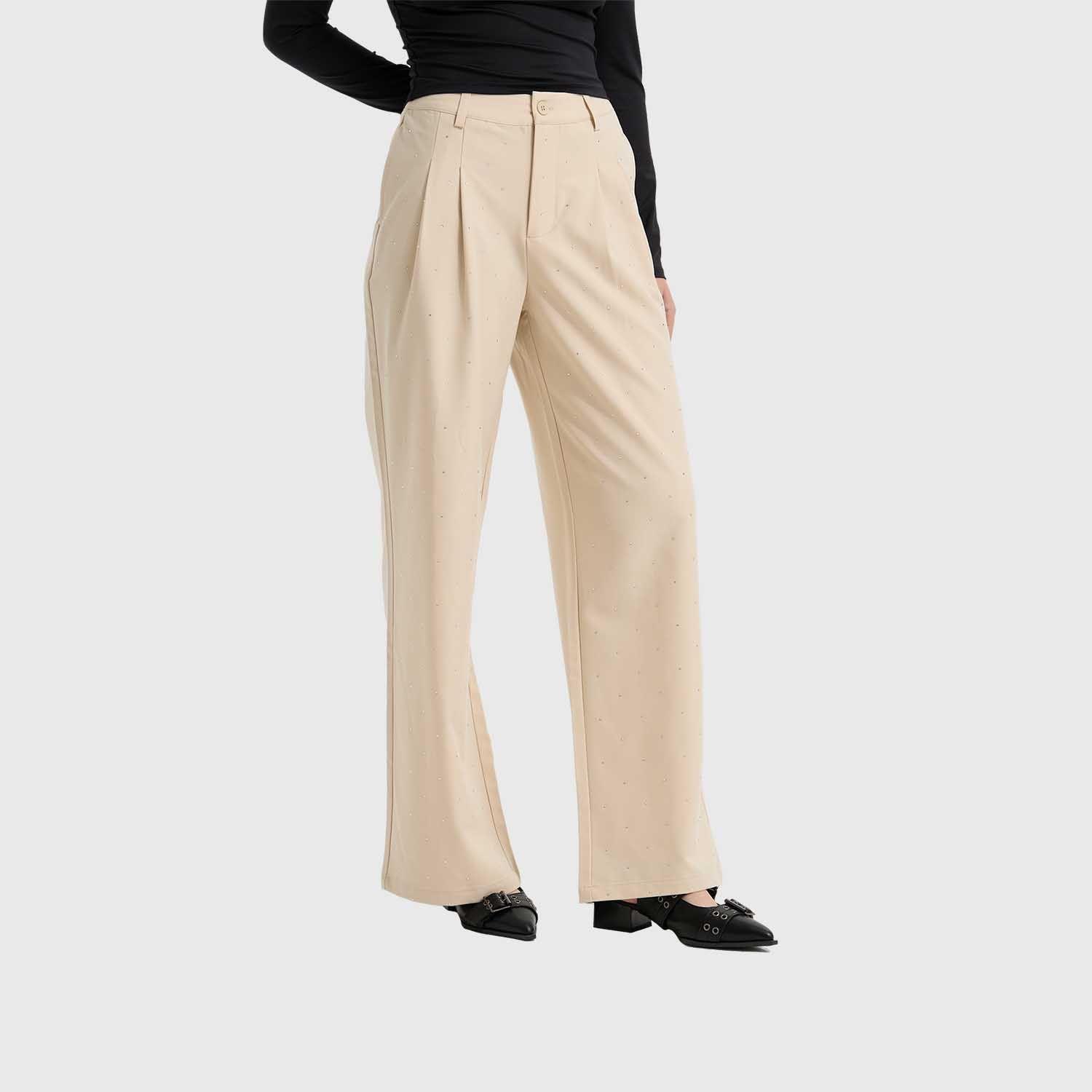 Pantalón Mujer Con Bolsillos Beige Claro Fashion's Park-1