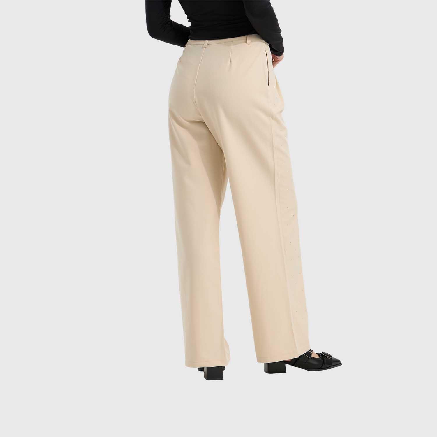 Pantalón Mujer Con Bolsillos Beige Claro Fashion's Park-2