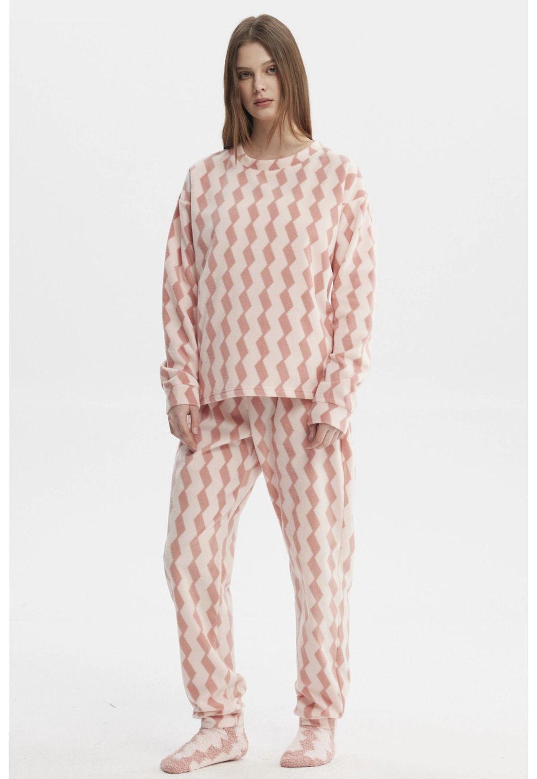 Pijama Mujer Pijama Polera Y Pantalón Rosado-2