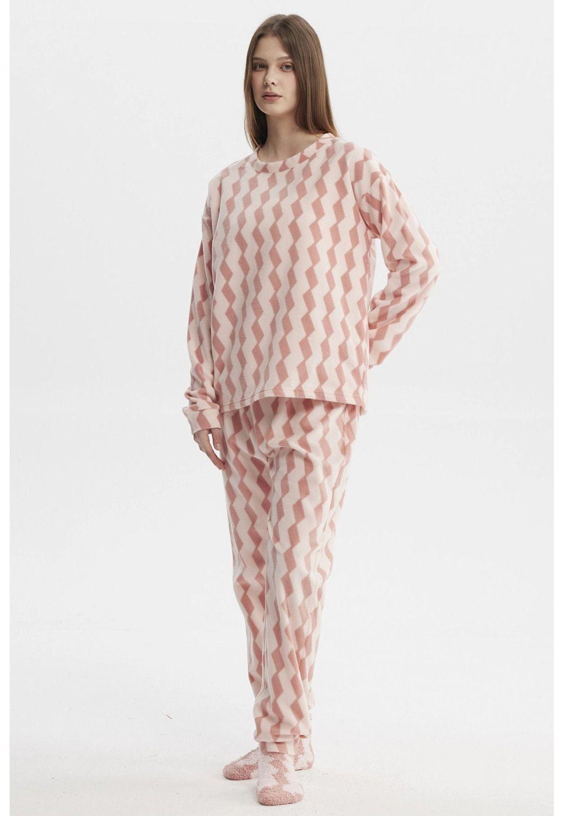 Pijama Mujer Pijama Polera Y Pantalón Rosado-3