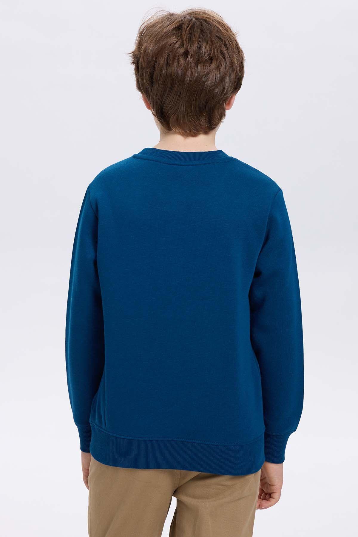 Polerón Niño Básico Print Azul Petroleo-2