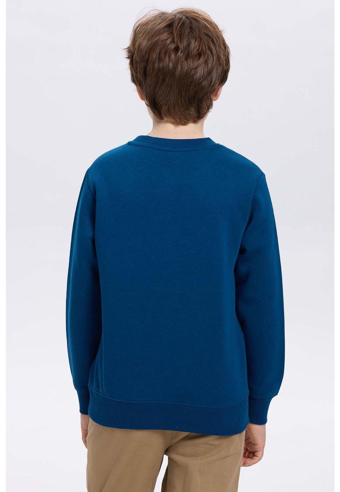 Polerón Niño Básico Print Azul Petróleo-2