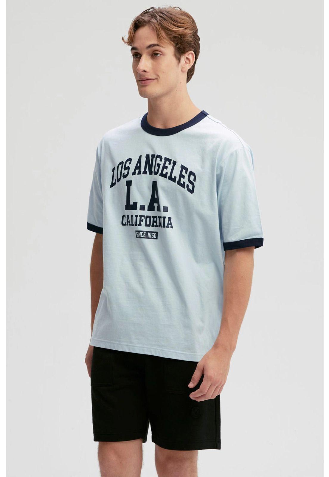 Polera Hombre Print Posicional Azul Piedra-1