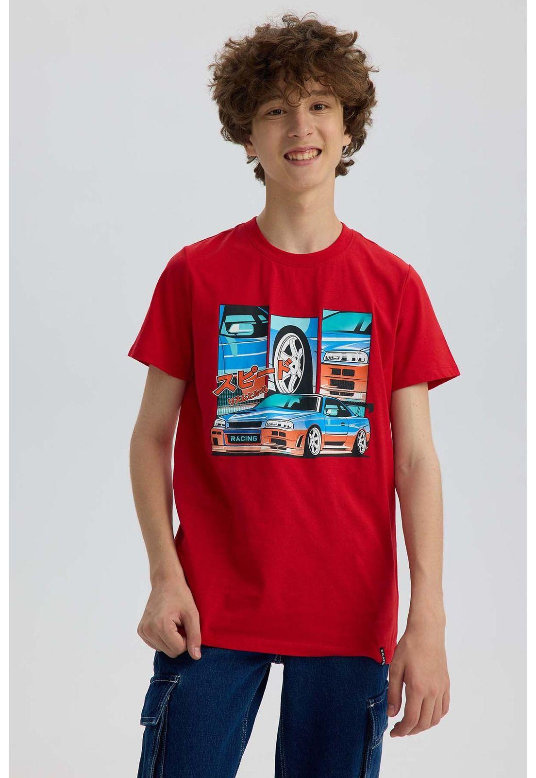 Polera Niño Básica Estampada Rojo - lV-1