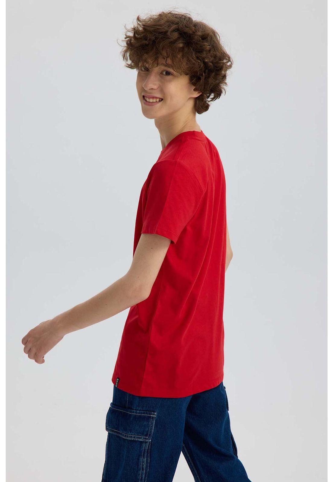 Polera Niño Básica Estampada Rojo - lV-2