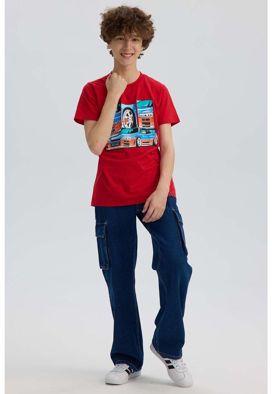 Polera Niño Básica Estampada Rojo - lV-3