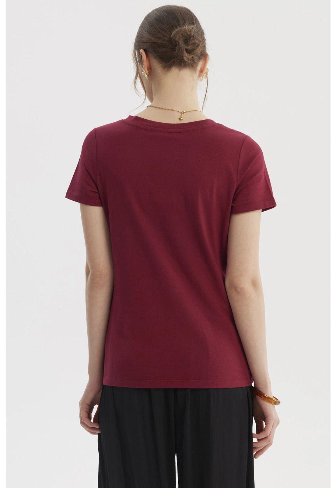 Polera Mujer Lisa Algodón Vino-2