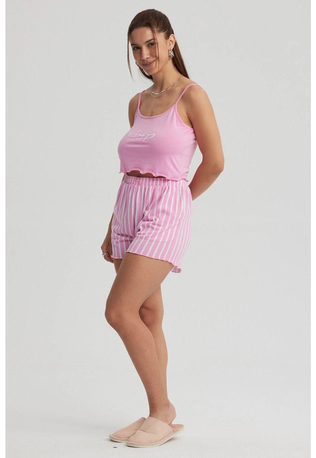 Pijama Mujer Crop Rosado- ll-2