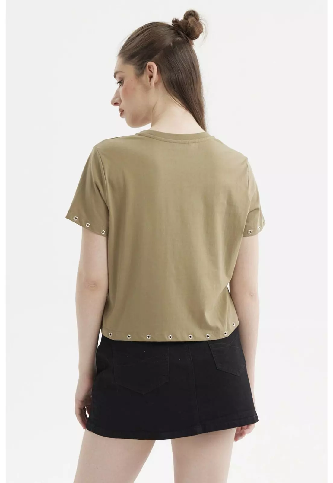 Polera Mujer Accesorio Metálico Verde Musgo-2