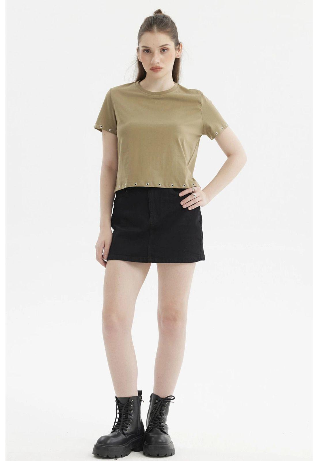 Polera Mujer Accesorio Metálico Verde Musgo-3