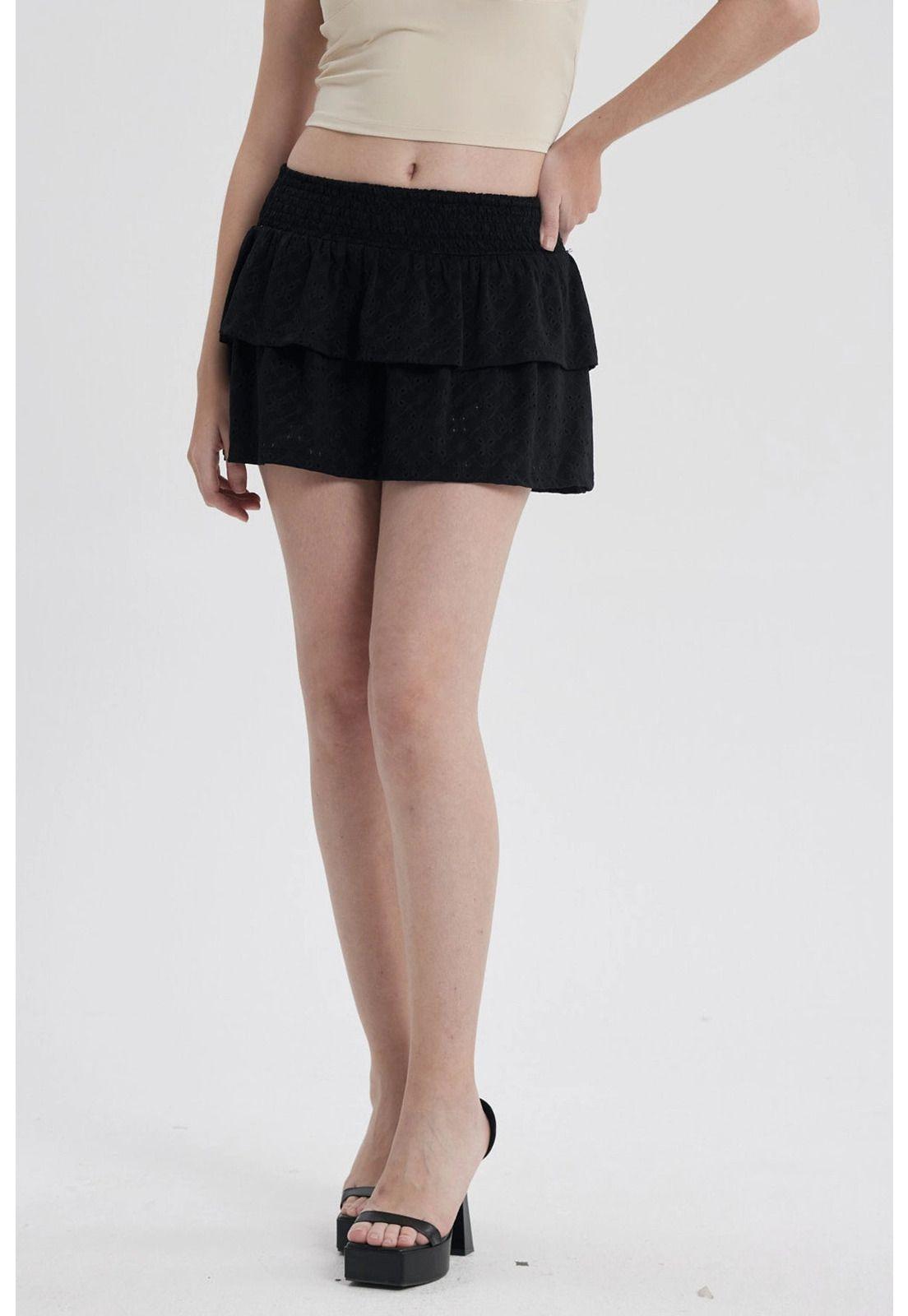 Falda Mujer Vuelo Broderie Negro-0