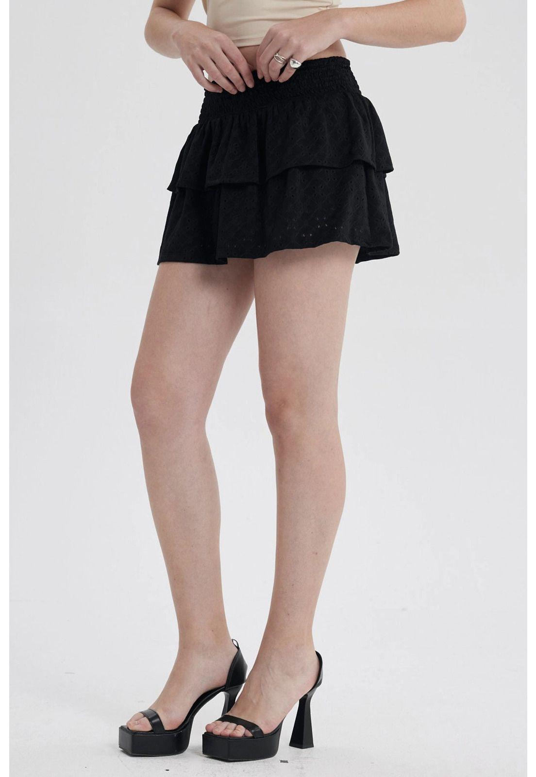 Falda Mujer Vuelo Broderie Negro-1