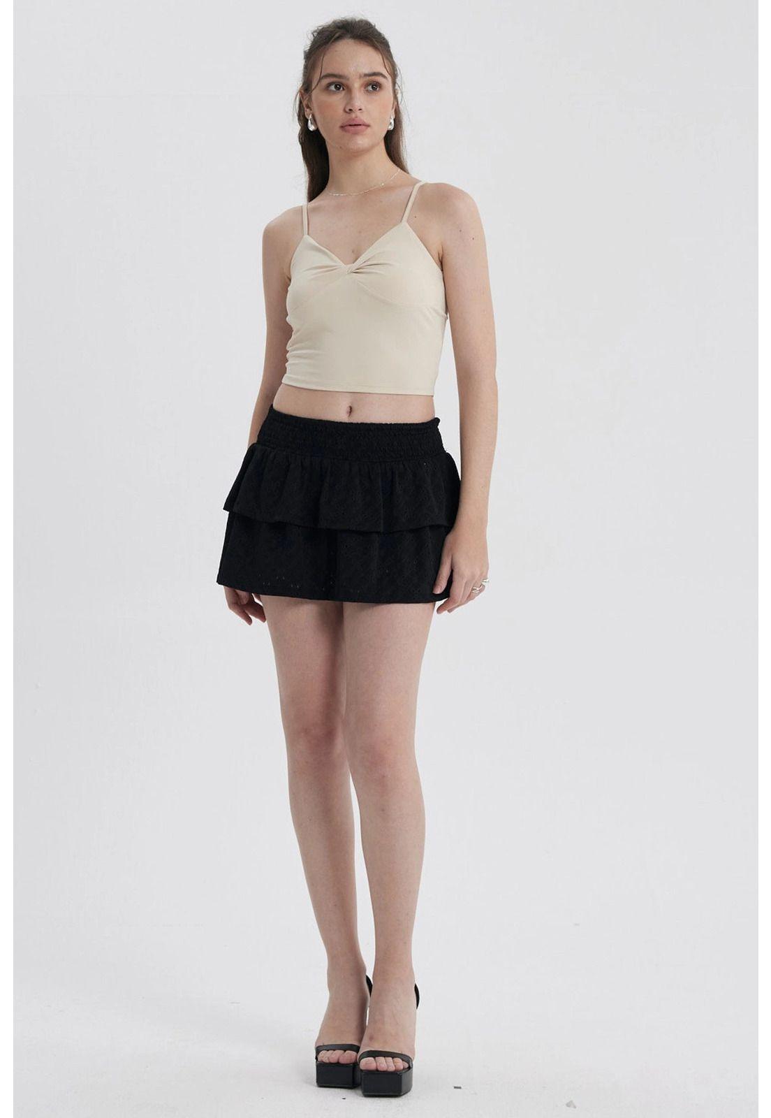 Falda Mujer Vuelo Broderie Negro-3