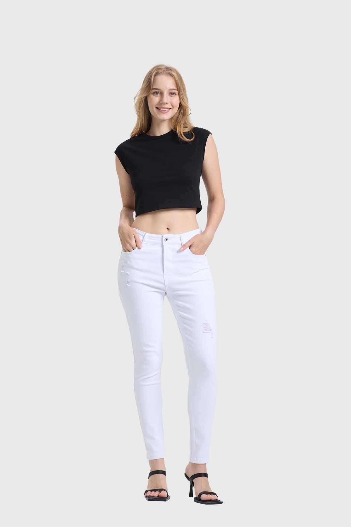Jeans Mujer Skinny Lia Lavado Blanco-3
