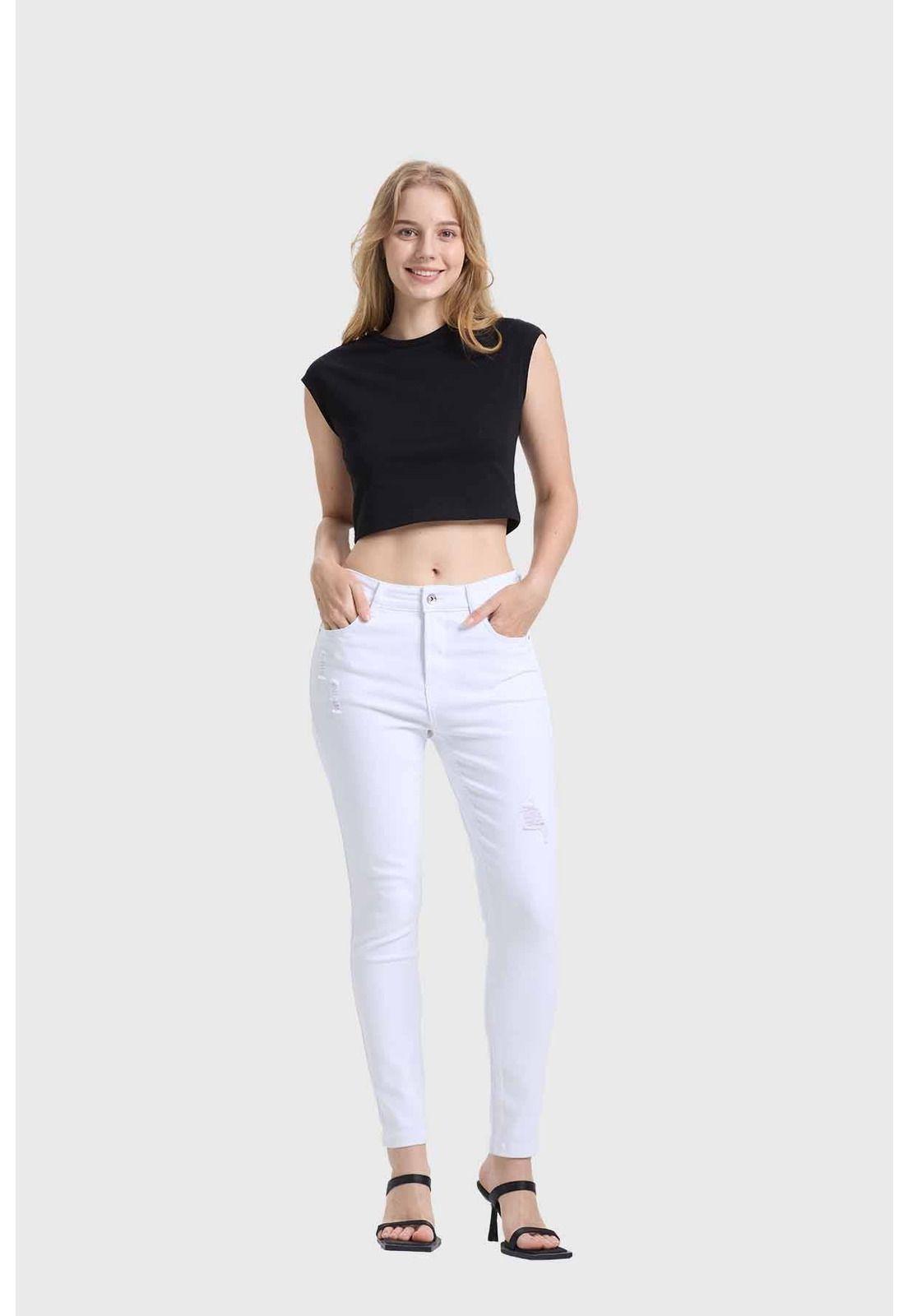 Jeans Mujer Skinny Lia Lavado Blanco-3