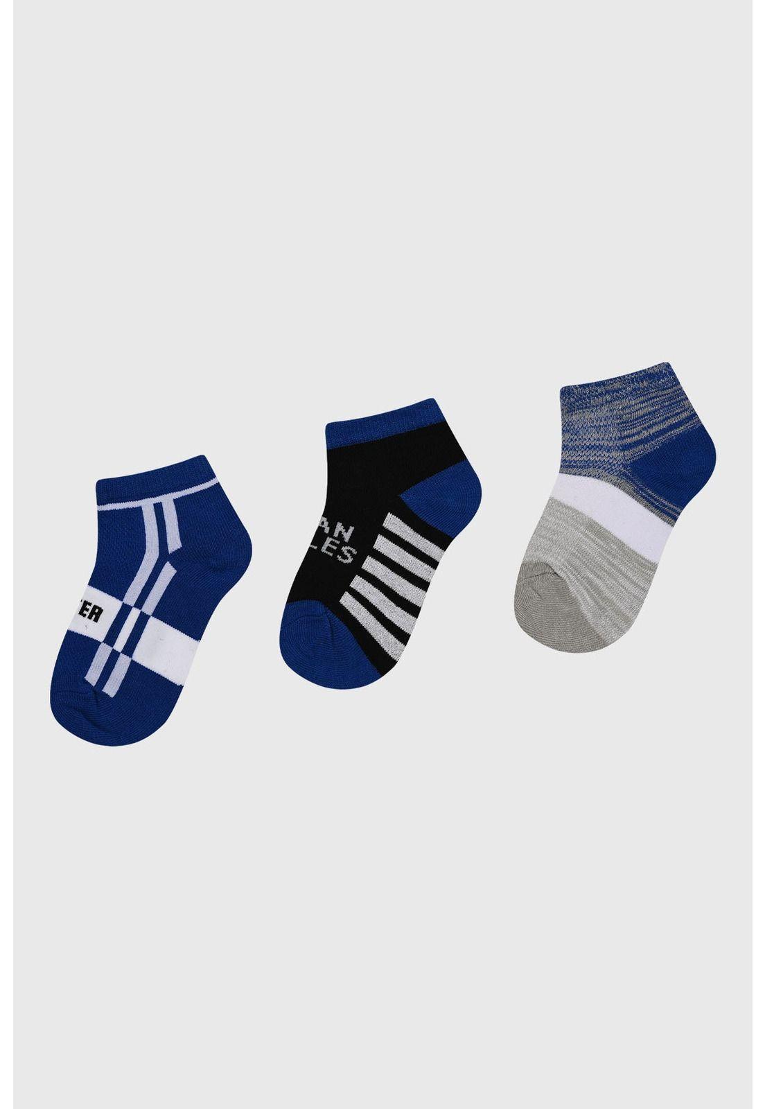 Calceta Deportiva Niño Tripack Negro - lV-0