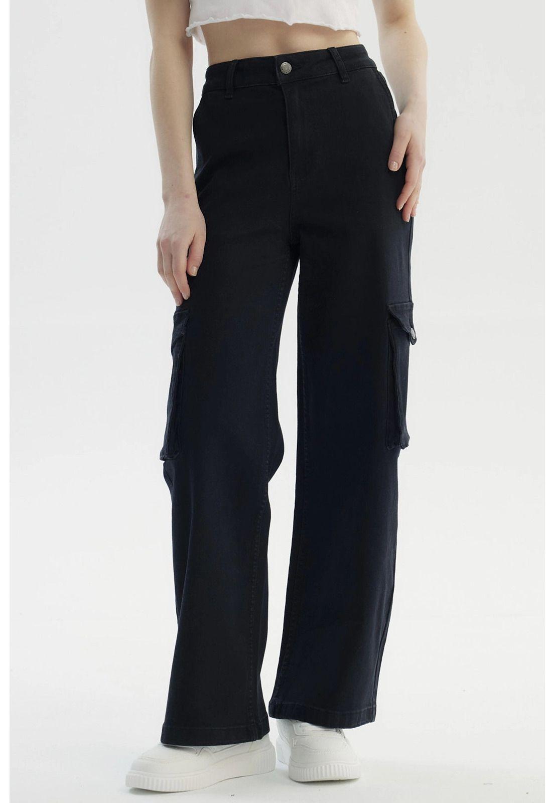 Jeans Mujer Baggy Negro-0