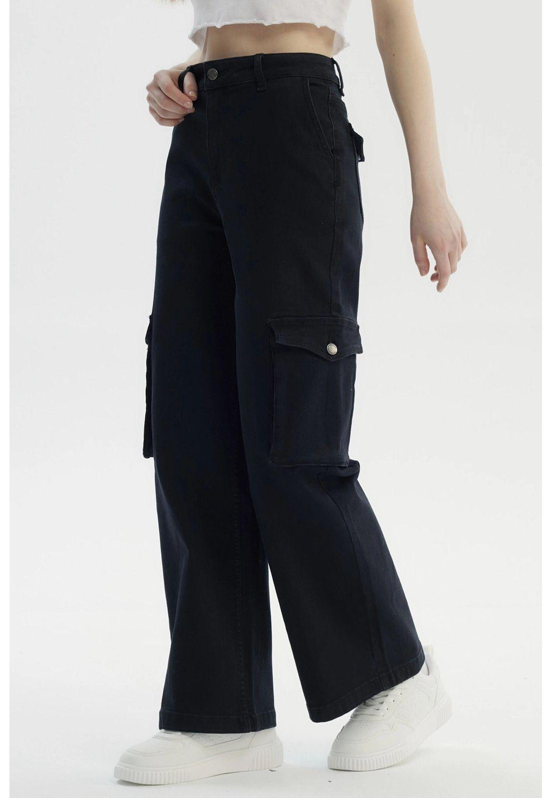 Jeans Mujer Baggy Negro-1