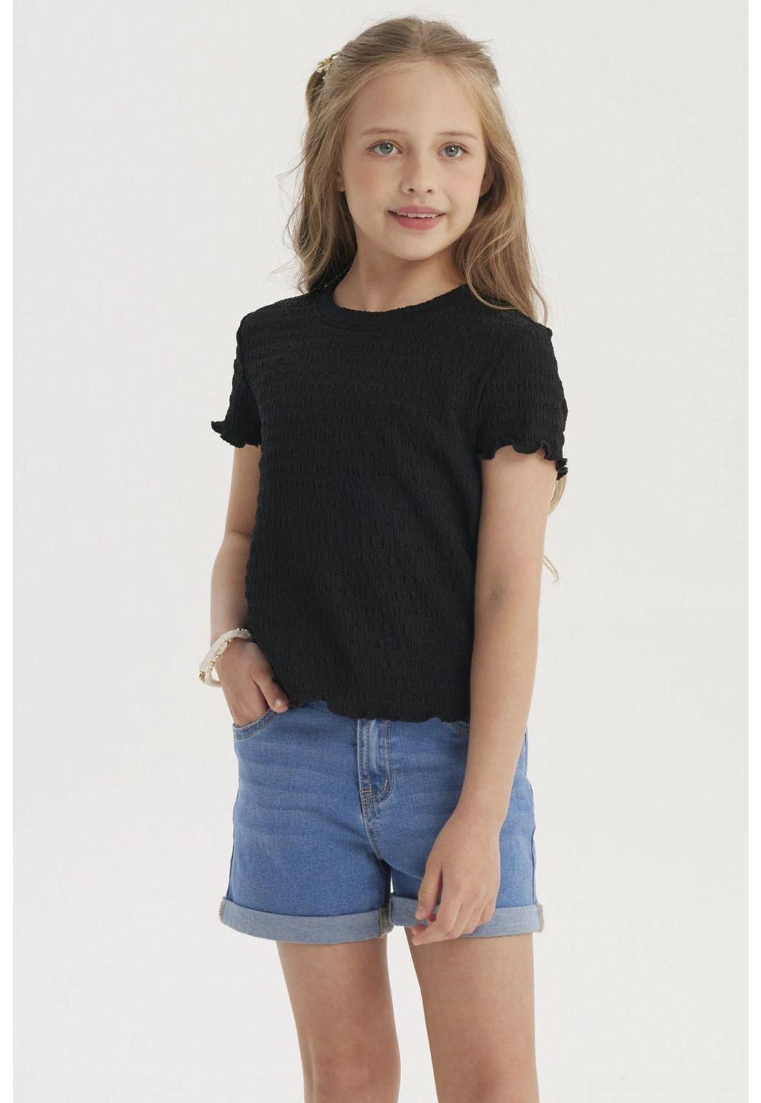 Polera Niña Con Textura Negro-0
