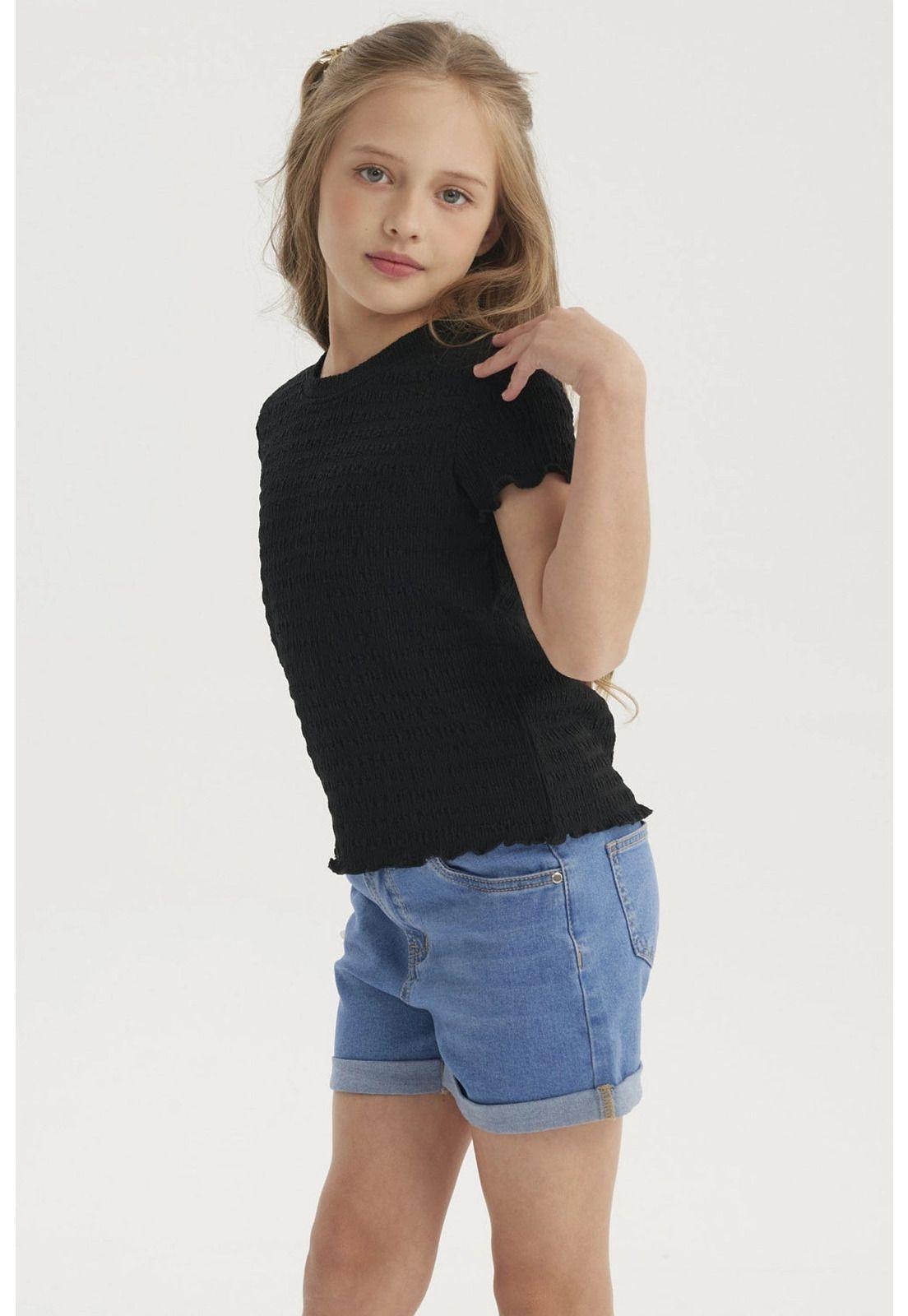 Polera Niña Con Textura Negro-1