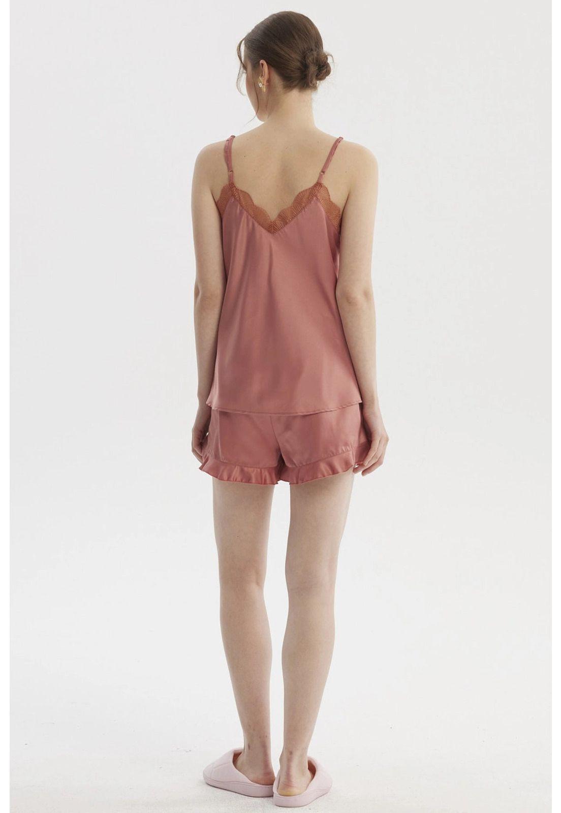 Pijama Mujer Hombro Descubierto Palo Rosa-1