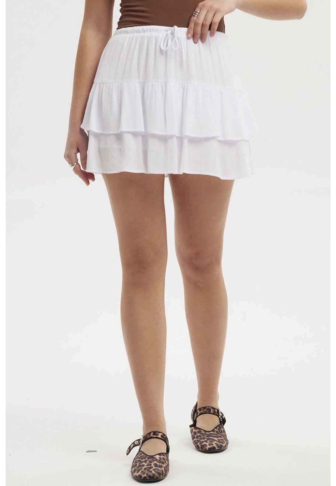Falda Mujer Short Capas Blanco-0