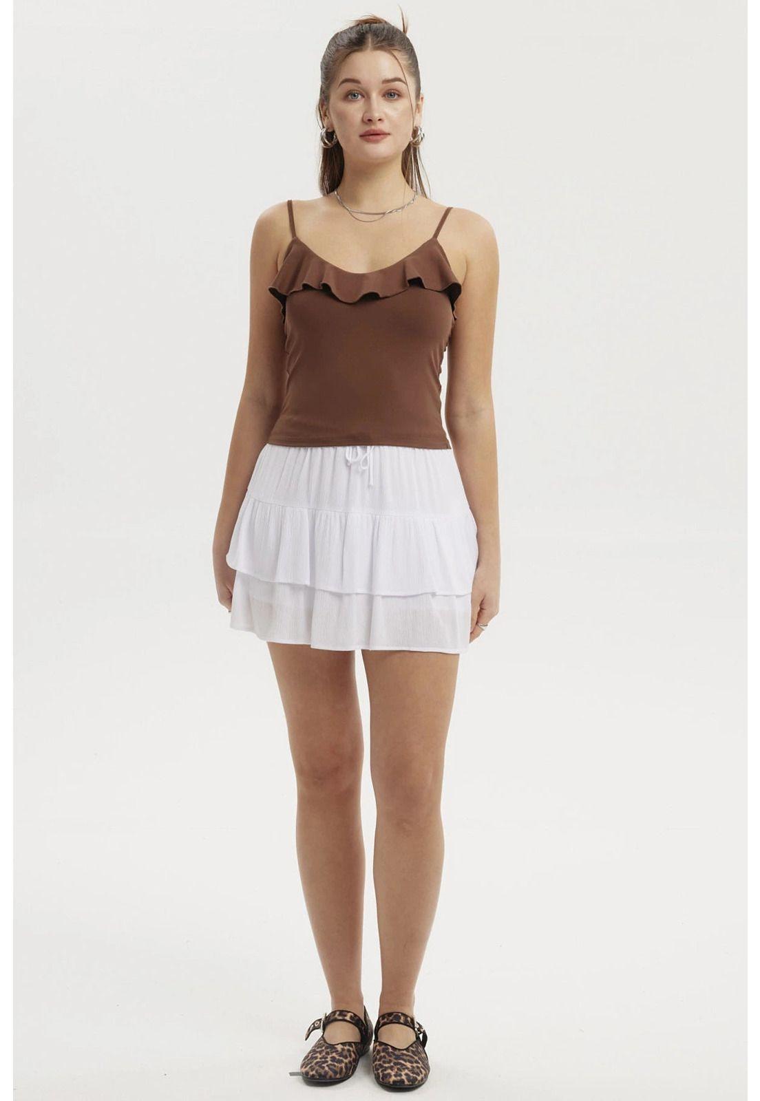 Falda Mujer Short Capas Blanco-3