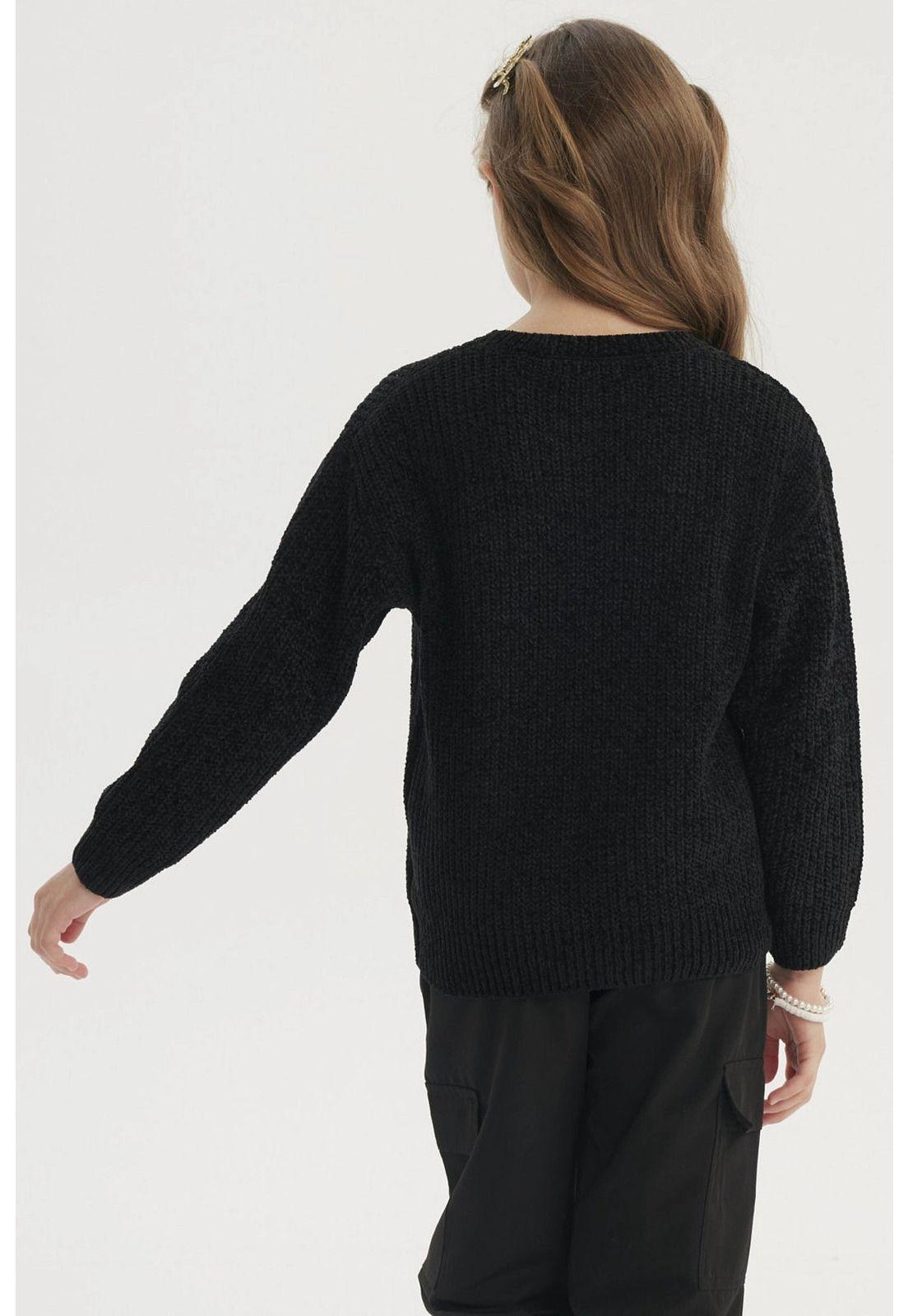 Sweater Niña Chenille Negro- ll-2
