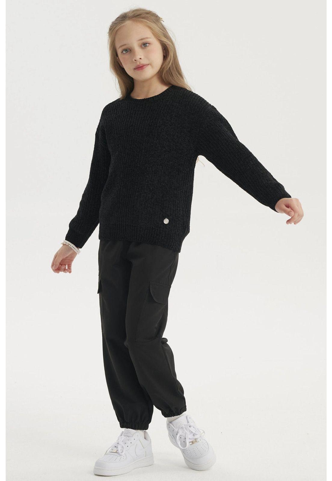 Sweater Niña Chenille Negro- ll-3