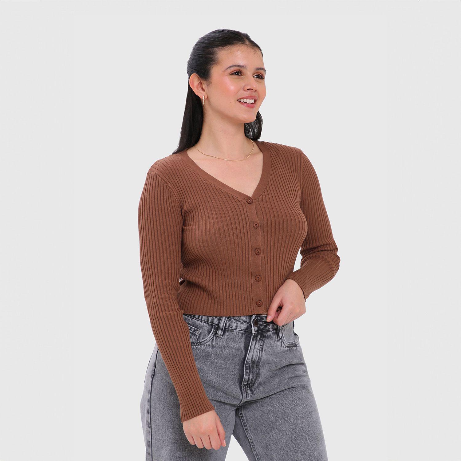 Sweater Mujer Cropped Cafe Fashion's Park-1