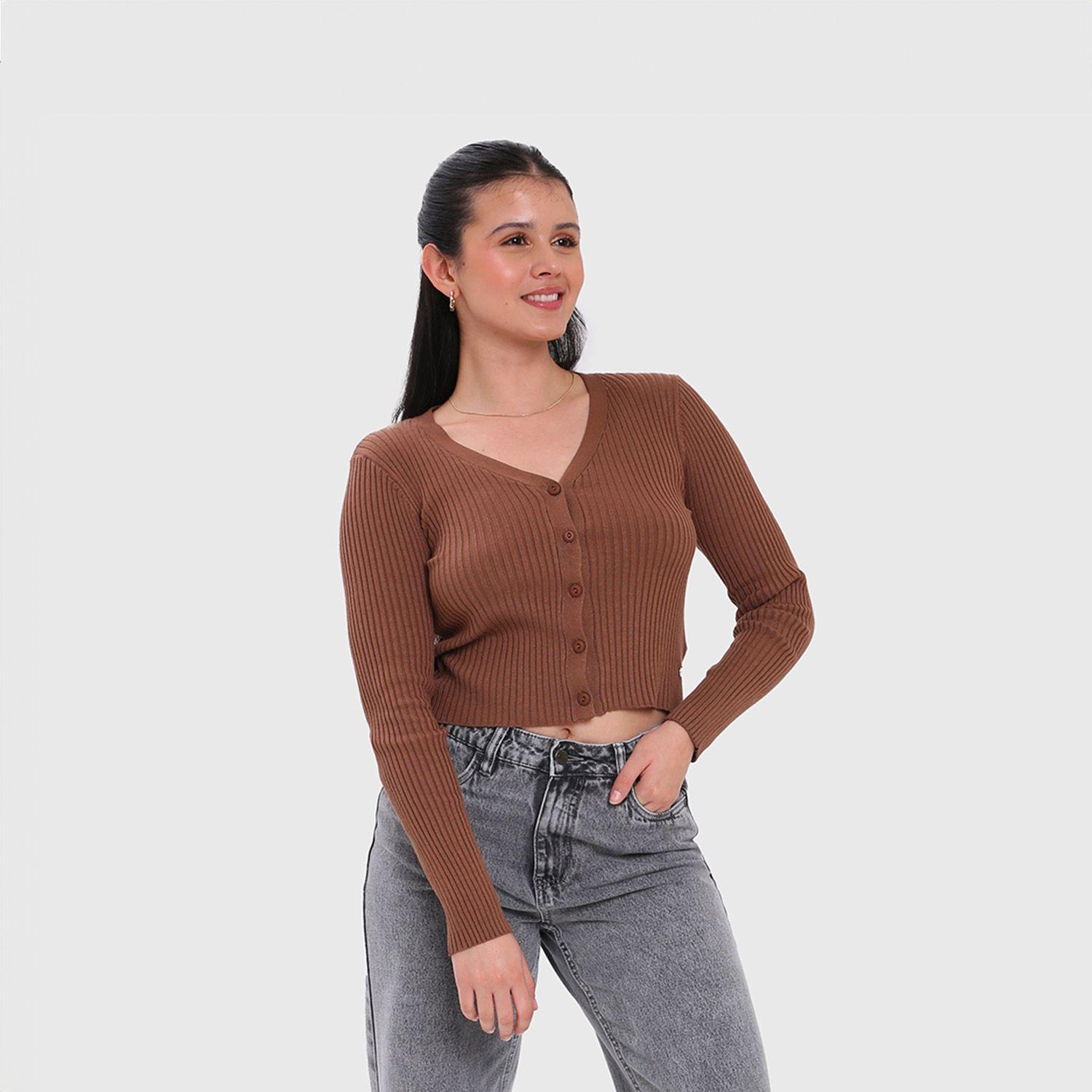 Sweater Mujer Cropped Cafe Fashion's Park-3