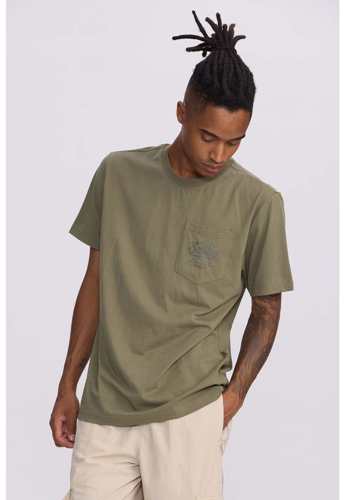 Polera Hombre Con Bolsillo Contraste Verde Militar-1