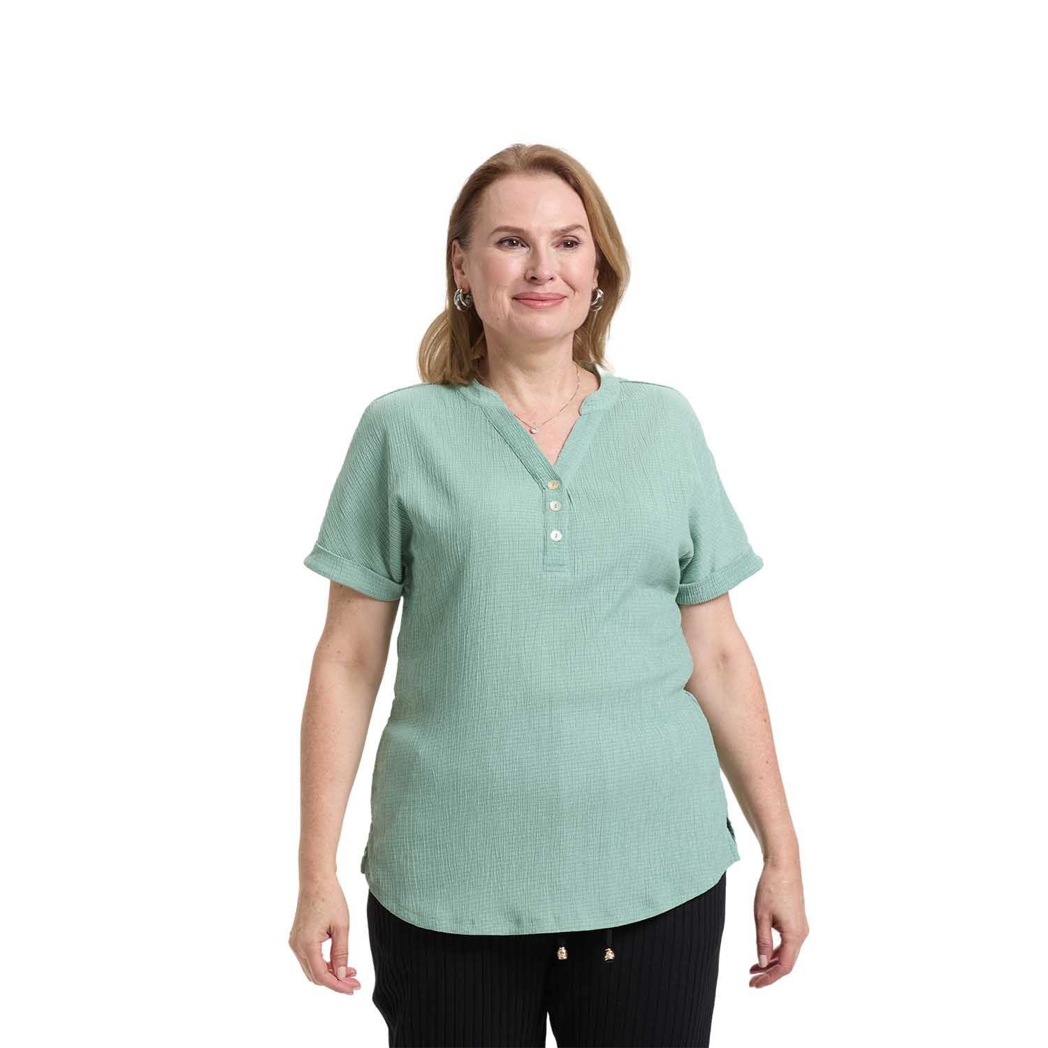 Polera Mujer Media Pata Abotonada Verde Fashion's Park-0