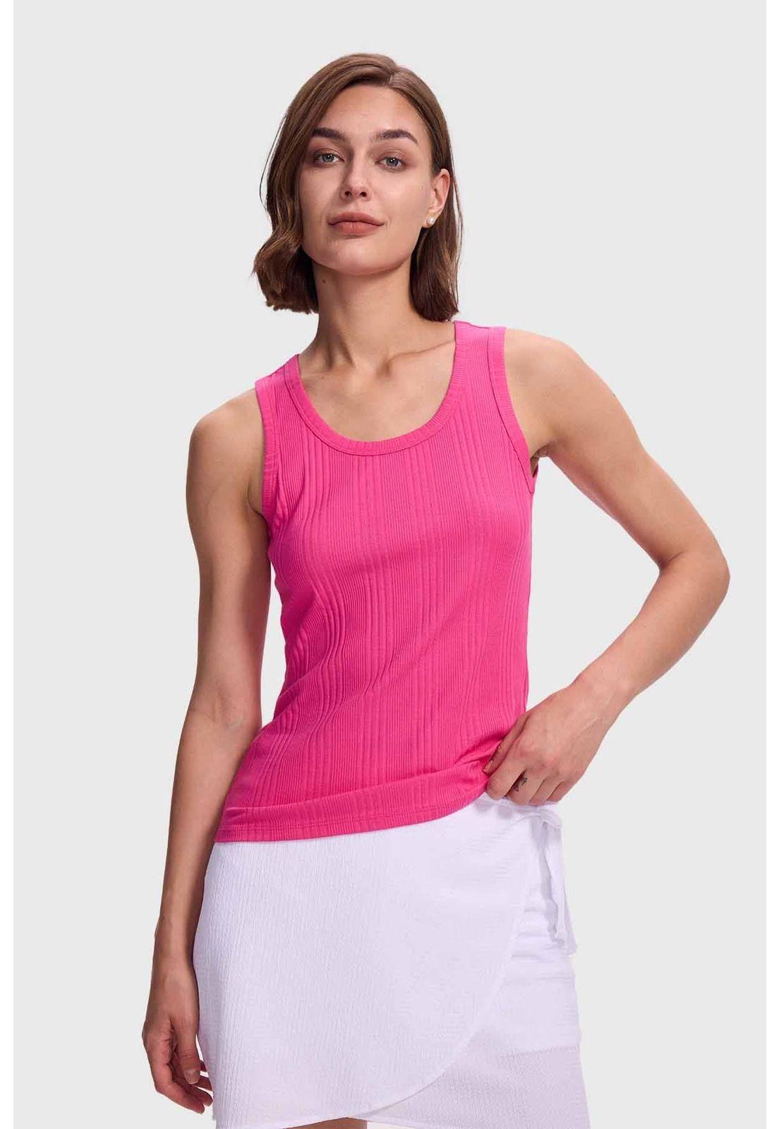 Polera Mujer Rib Rayas Y Fucsia-0