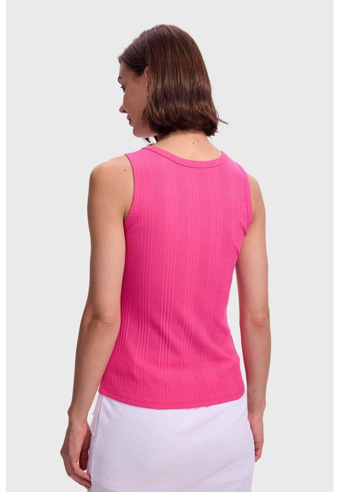 Polera Mujer Rib Rayas Y Fucsia-2