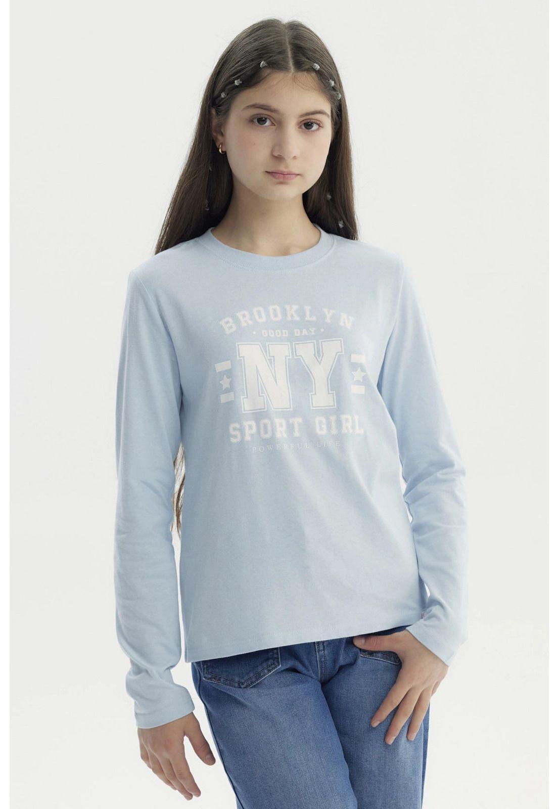 Polera Niña Básica Teen Celeste-0