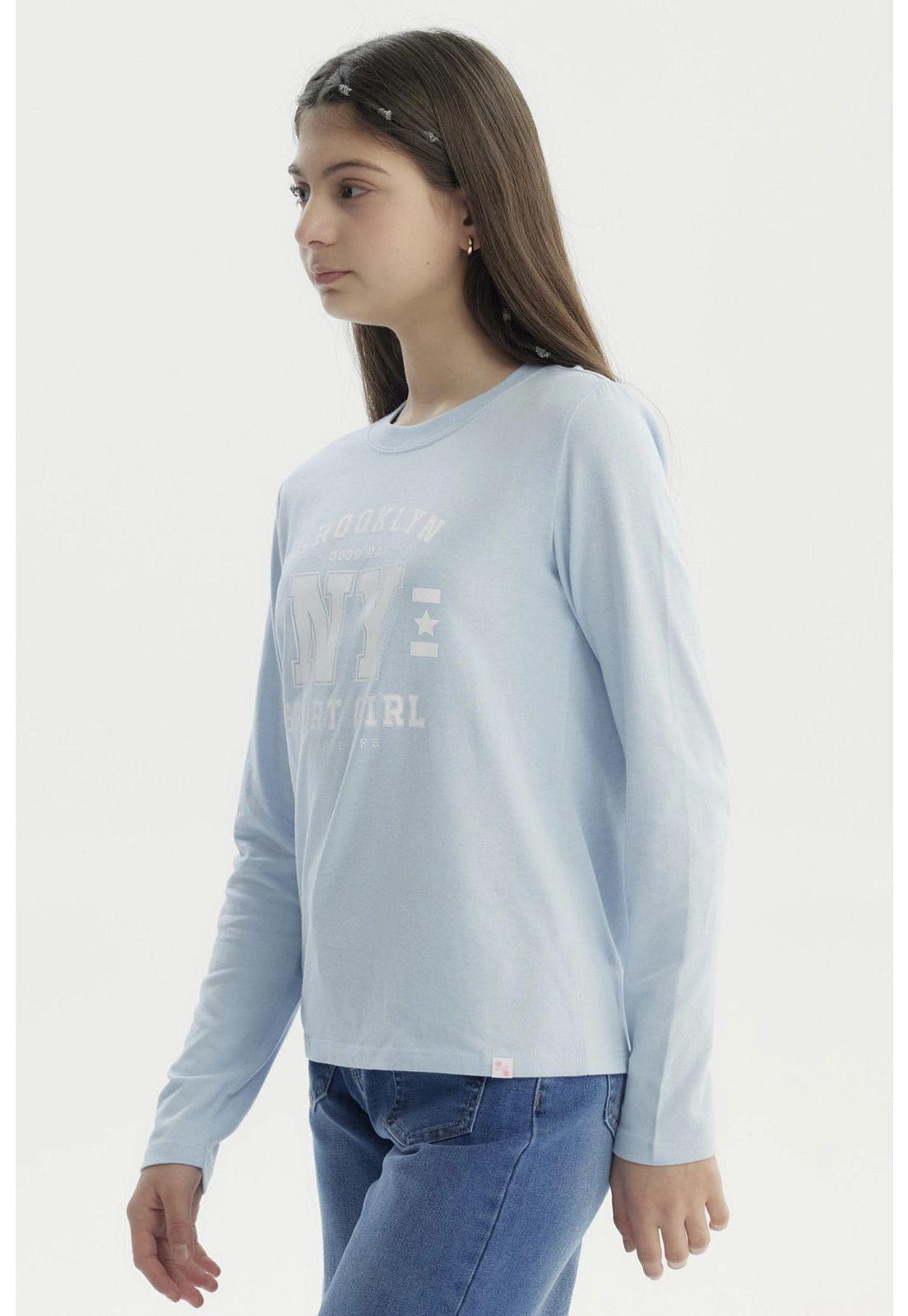 Polera Niña Básica Teen Celeste-1