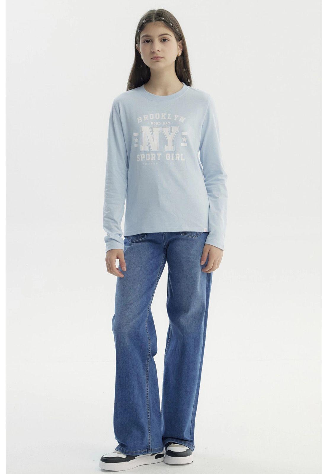 Polera Niña Básica Teen Celeste-3