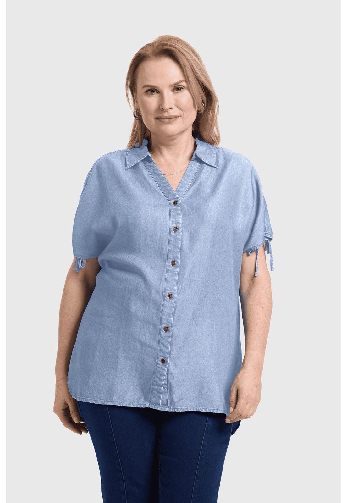 Blusa Mujer Con Ajustador Celeste-0